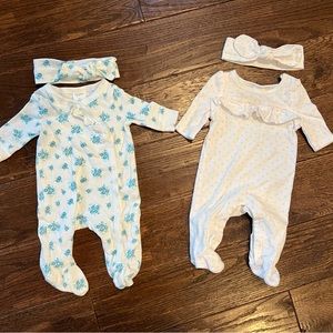 Starting Out bundle 2 footies with matching bows NB